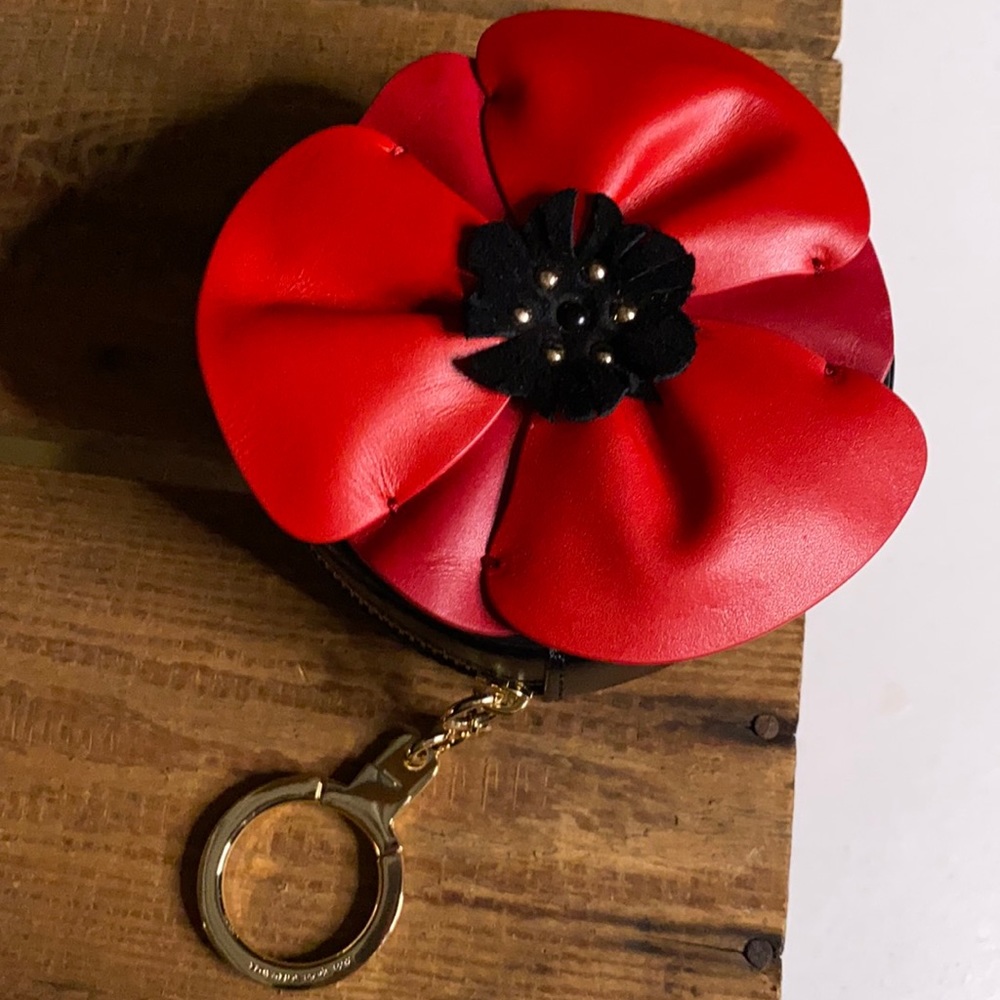 Kate Spade Poppy Zippered Coin Purse with Keychain